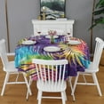 thumbnail image 2 of Colorful Tropical Leaf Pattern Round Tablecloth 60"x60",Wrinkle Wipeable Table Cloth for Kitchen Dining Room Picnic Patio Party, 2 of 6