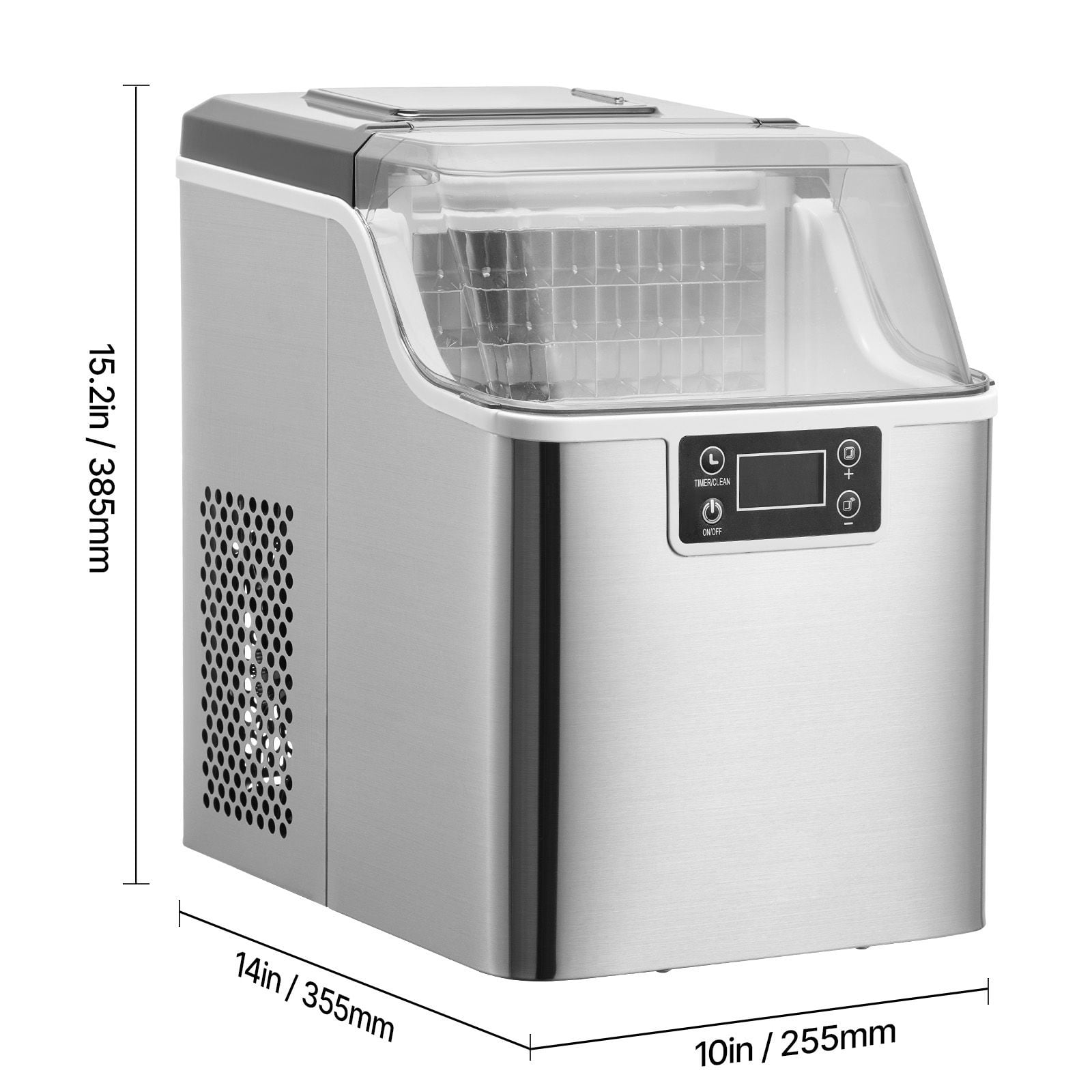 Portable Ice Maker Machine, 45 lbs Daily Output, 15-Minute Quick Ice, Self-Cleaning Countertop Ice Maker with 3 Cube Sizes for Home, Office, and Parties