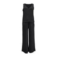 thumbnail image 5 of LEKWK Womens Summer Outfits 3 Piece Open Front Long Cardigan V Neck Sleeveless Tank Top and Drawstring Wide Leg Pants Casual Beach Vacation Lounge Sets, 5 of 6