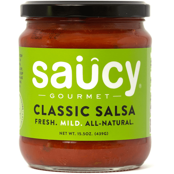 Saucy Gourmet Mild Salsa, Gluten Free Chip Dip, 15.5 oz Jar
