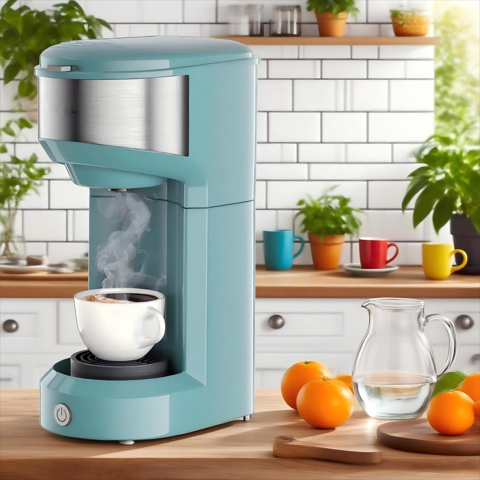 Single Serve Coffee Maker for K Pod, 2-in-1 Coffee Maker Single Serve & Ground Coffee Brewer, Quick Brew 6 to 14oz Brew size Carefree Auto Shut-off Small Coffee Machine for Apartment