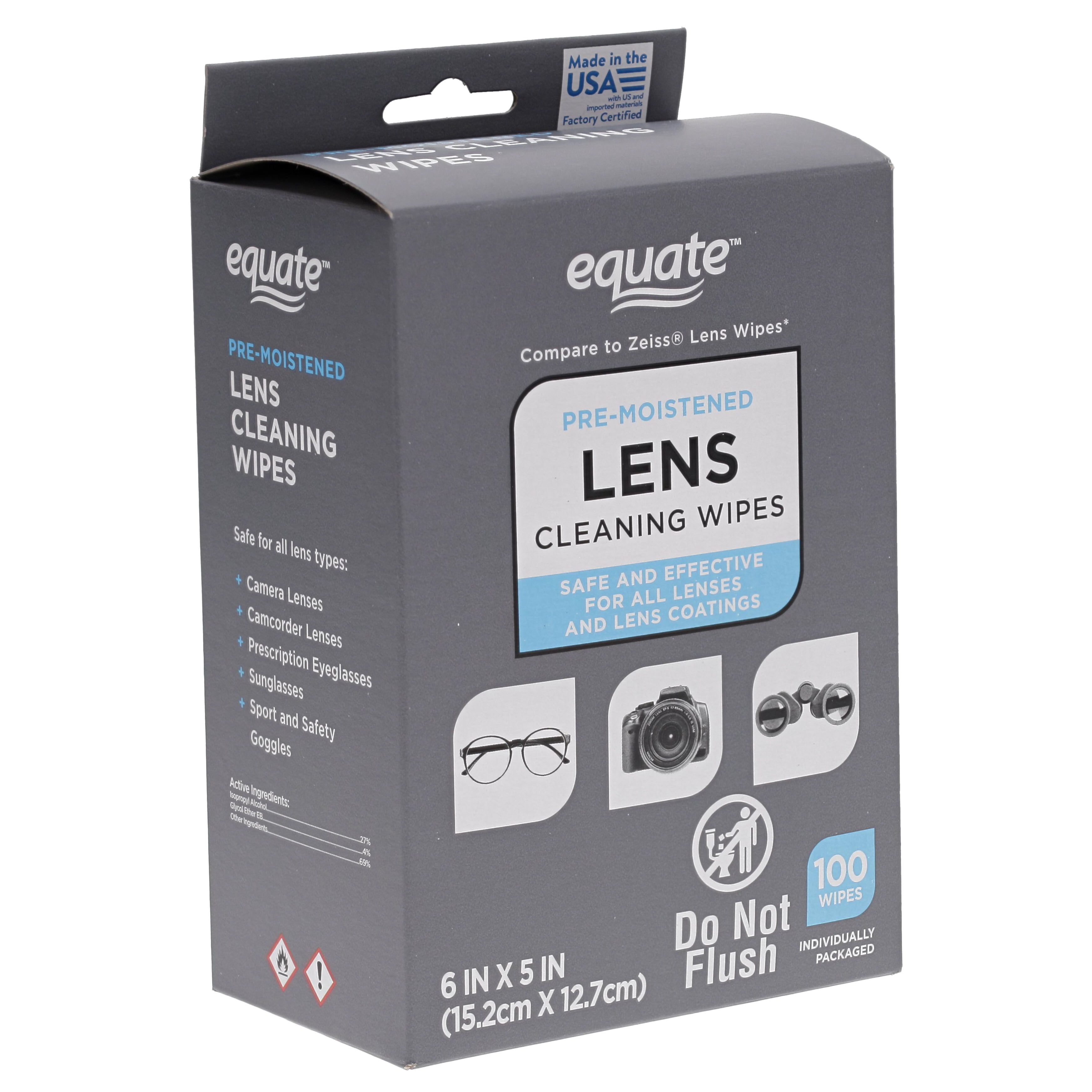 Equate Pre-Moistened Lens Cleaning Wipes, 100 Count