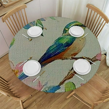 

Sheronv Flowers Round Table Cover Stain Resistant Washable for Indoor Outdoor Tablecloth Kitchen Dining Wedding Parties 100% Polyester Waterproof Fabric 54 -58