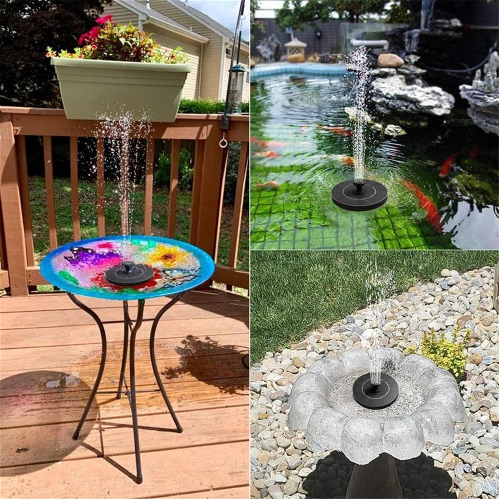 WREESH 16cmSolar Water Pump Freestanding Floating Solar Bird Bath Water