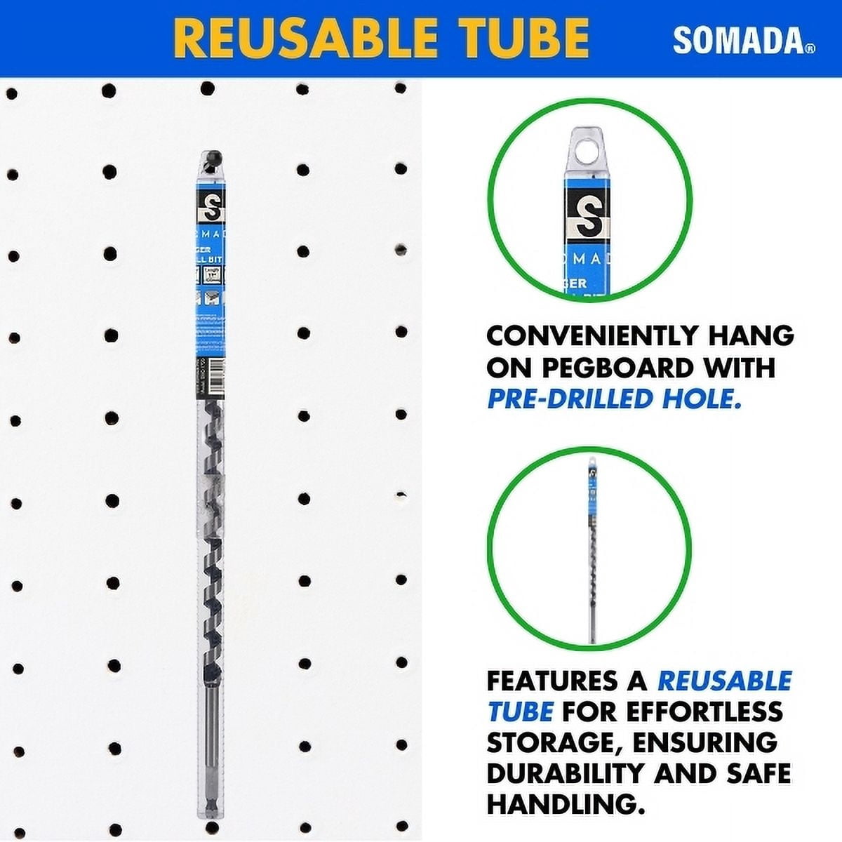 SOMADA 1/2-inch x 17-inch Auger Drill Bit for Wood, Hex Shank 3/8-inch, Ship Auger Long Drill Bit for Soft and Hard Wood, Plastic, Drywall and Composite Materials