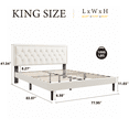 thumbnail image 2 of Unizone King Size Bed Frame with Velvet Button Tufted Headboard, Modern Upholstered Platform Bed, No Box Spring Needed, Easy Assembly, Noise Free, Beige, 2 of 9
