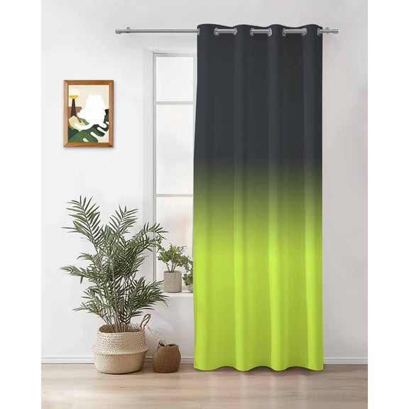 Dark Grey Green Thermal Insulated Blackout Curtains for Bedroom 84 Length Lemon Green Gradient Abstract Art Room Darkening Curtain 1 Panel Grommet Window Curtain Drape for Living Room Nursery Room