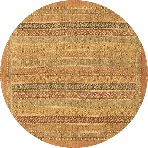 Ahgly Company Indoor Round Abstract Brown Modern Area Rugs, 8' Round