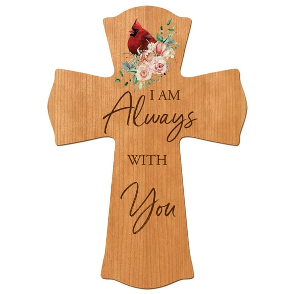 Memorial Wooden Wall Cross 8x11 Cardinal Bereavement Gift for Loss on Loved One – With You