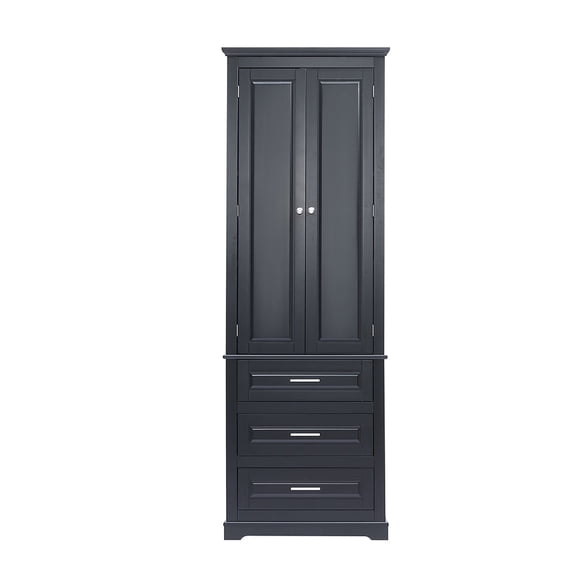 Resenkos Storage Cabinet,Kitchen,Pantry Cabinet,Tall Storage Cabinet with Three Drawers for Bathroom/Office, Black