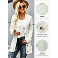 thumbnail image 3 of DOKOTOO Women's White Solid V-neck Open Front Cardigan Sweaters Button Down Knit Sweater Coat Size Small US 4-6, 3 of 12