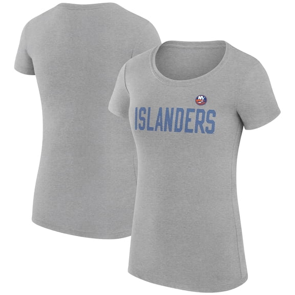 Women's G-III 4Her by Carl Banks Heather Gray New York Islanders Super-Slim Fit Lightweight Dot Print Team T-Shirt