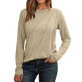 thumbnail image 2 of Tshirt Women Women's Long Sleeve Shirt Pleated Round Neck Casual Loose Fashion Tops, 2 of 7