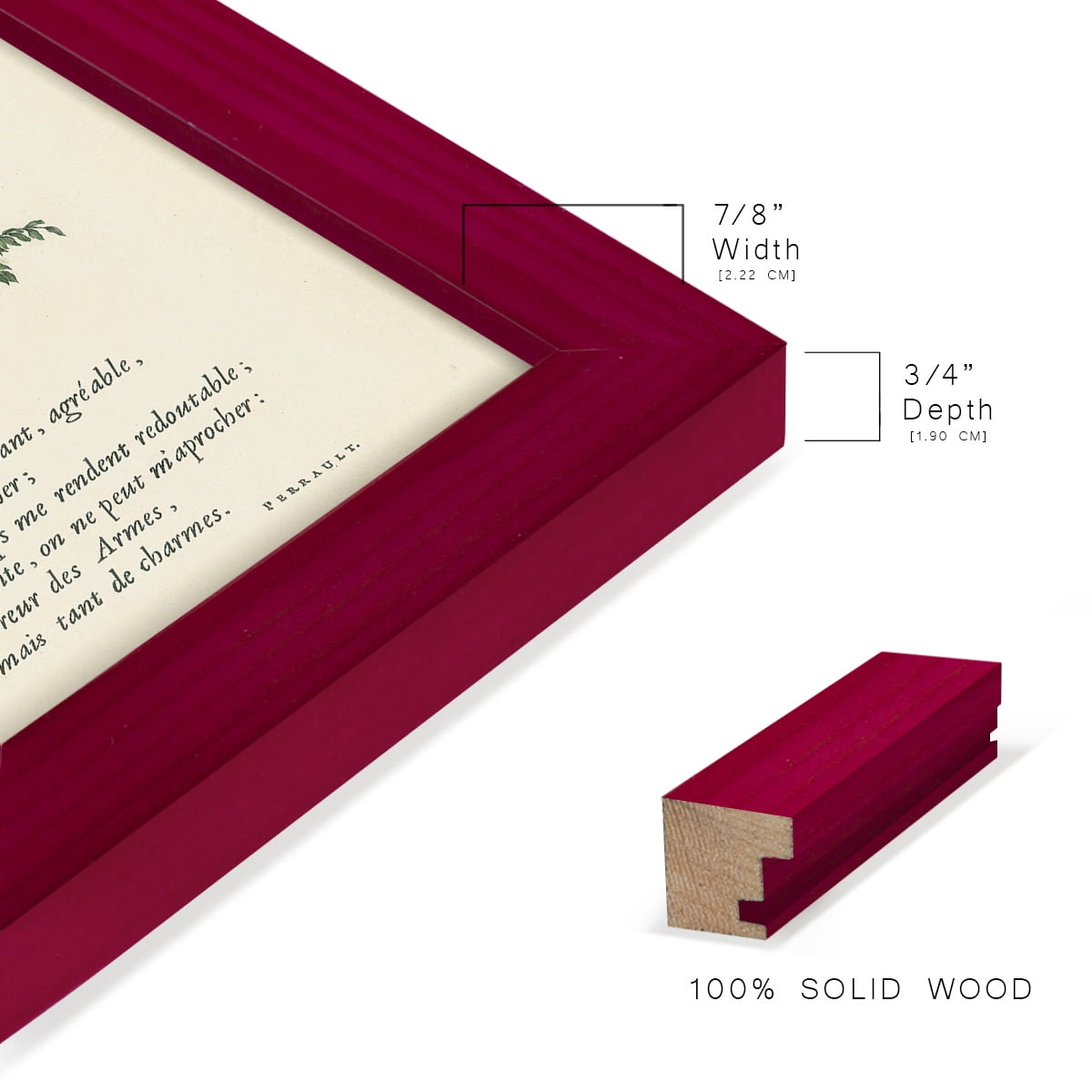 Printed Embellished Bookplate IV - Framed Print w/glass - Cherry Red