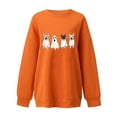 thumbnail image 3 of Hoodies for Women Womens Long Sleeve Tops Ndbuld Women's Printed Off Shoulder Hoodless Sweatshirt With Round Neck And Long Sleeved Top Orange M, 3 of 3