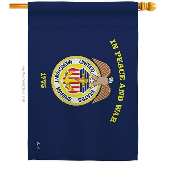 Americana Home & Garden H140347-BO 28 x 40 in. Merchant Marine House Flag with Armed Forces Corps Double-Sided Decorative Horizontal Flags Decoration Banner Garden Yard Gift