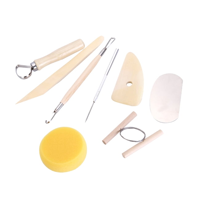 MasteelfCA 8Pcs Wooden Pottery Tool Kit Ceramics Carving Sculpting Modeling Trimming Tool Set Kit Size M