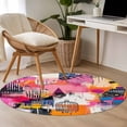 thumbnail image 4 of Round Rugs 3.3Ft, Pink Orange Round Area Rug Washable Indoor Throw Carpet, Modern Oil Painted Artwork Soft Non Slip Circle Rug for Laundry Room Patio Home Decor Aesthetic, 4 of 8
