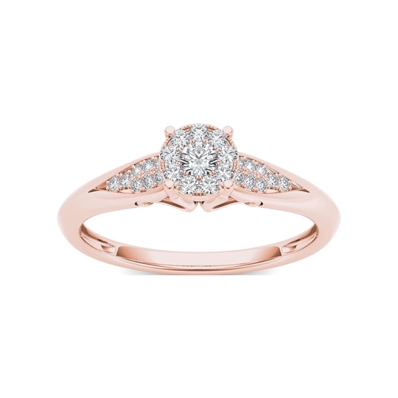 1/6Ct TDW Diamond 10K Gold Cluster Ring Engagement Ring