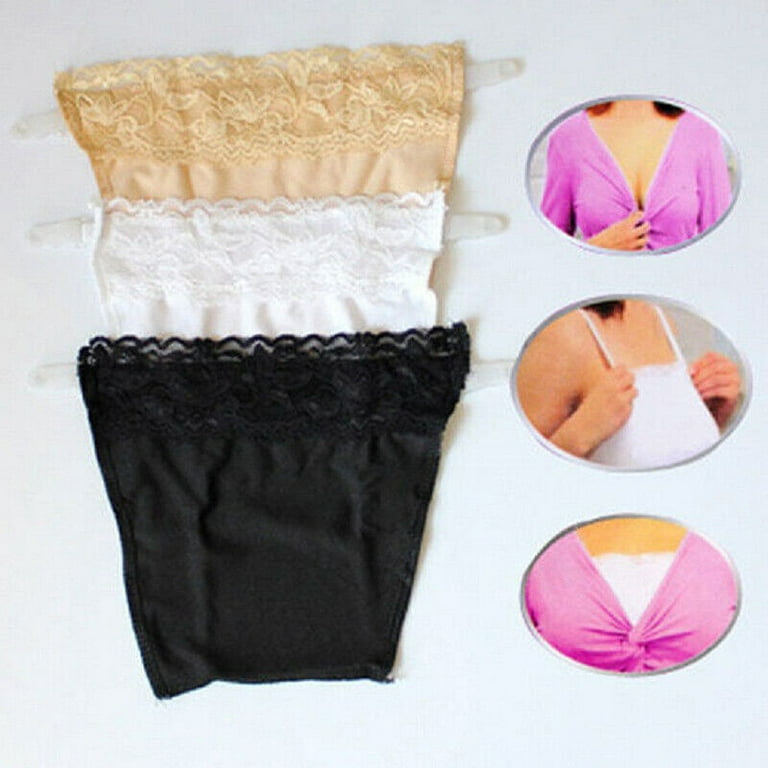 3PCS Women Camisole Secret Lace Button Overlay Modesty Panel Snap-on Mock  Bra US 