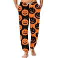thumbnail image 2 of Domuza Halloween Pajama Pants Men Casual Stretch Waist Drawstring Jogger Pjs Trousers Spooky Novelty Graphics Lightweight Comfy Home Trousers Earthy Yellow XL, 2 of 6