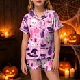 thumbnail image 2 of Leey-World Toddler Baby Girl Halloween Pajamas Toddlers Halloween Baby Kids Girl Pumpkin Pajama Set Jammies Button Down Sleepwear Pjs for Girls 2T 3T 4T 5T 6T 7T 8T, 2 of 5