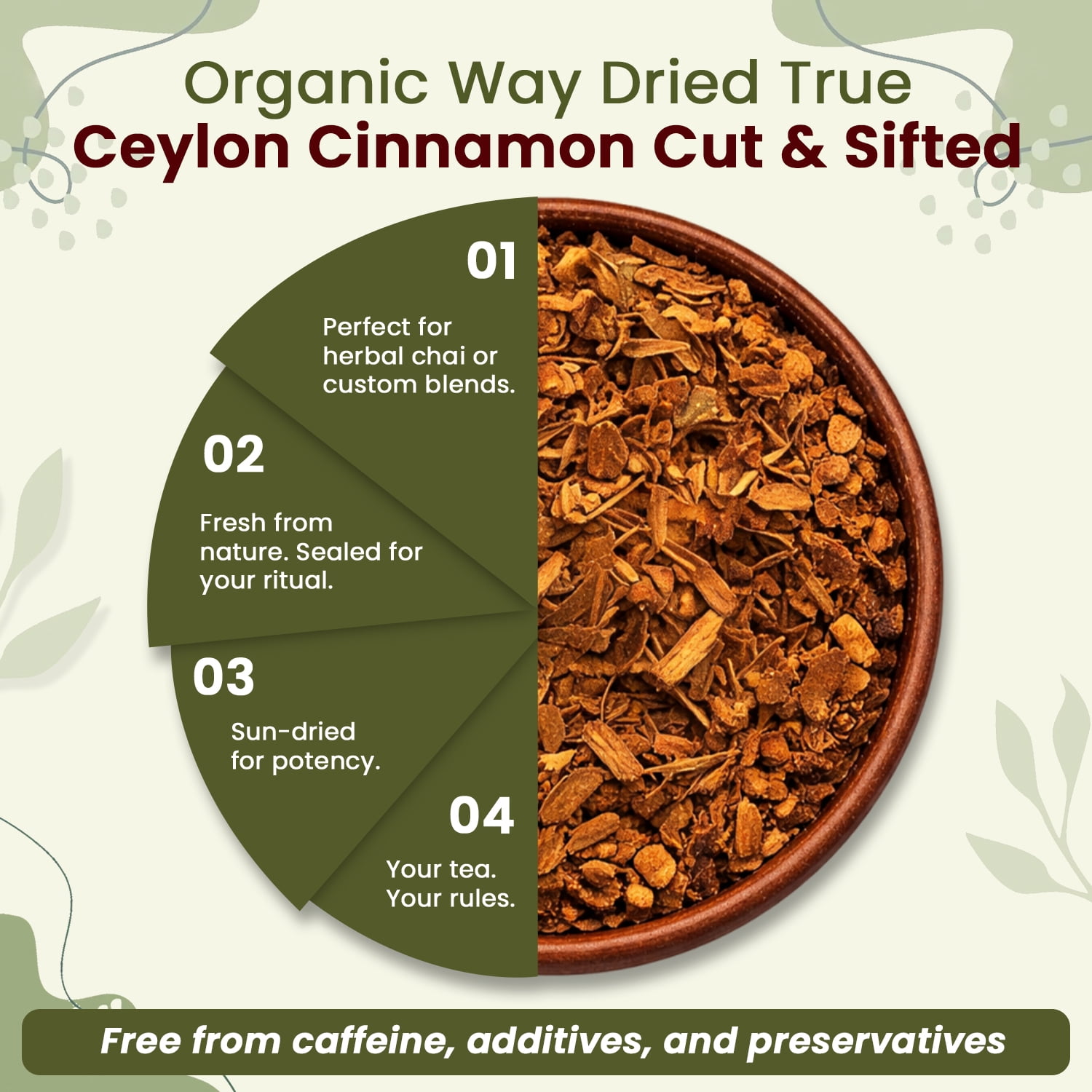 Organic Way True Ceylon Cinnamon Cut & Sifted (Cinnamomum verum) Non GMO & Gluten Free Sri Lanka (16 OZ)