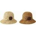 thumbnail image 2 of CoCopeaunts Women's Straw Bucket Hat Sweet Woven Flower Decorate Wide Brim Floppy Fisherman Hat Summer Outdoor Sunscreen, 2 of 8