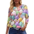 thumbnail image 7 of Easter Top for Women Bunny Eggs Printed 3/4 Sleeve Tops Crewneck Trendy Casual T-Shirts Family Gifts Soft Loose Fit Tunic Tops, #01 Pink, L, 7 of 7
