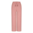 thumbnail image 4 of Pink Woman Pants Clearance Women's Solid Casual Pants Straight Leg Lightweight Loose Trousers with Pockets Pants for Women, 4 of 6