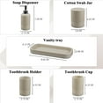 thumbnail image 3 of 6-Piece Beige Modern Bathroom Set - Soap Dispenser, Toothbrush Holder, Vanity Tray & Tumbler, 3 of 3
