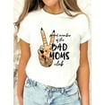 thumbnail image 1 of Women's "BAD MOMS Club" Graphic T-Shirt - Soft Breathable Short Sleeve Tee with Peace Sign & Leopard Print Design, Relaxed Fit Round Neck Casual Top for Spring Summer Casual Attire, Sof, 1 of 7