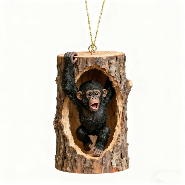 Adornos navideños con llavero para el árbol de Navidad, adornos navideños de animales del bosque, acrílicos, bonitos adornos navideños colgantes para la familia, decoración colgante para el jardín, ad