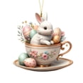 thumbnail image 2 of POLISE Spaces Bunny in Teacup with Flowers 2D Acrylic Easter Ornament for Tree, Wall or Shelf, Pastel Egg & Floral Design, Spring Home Decor & Gift for Collectors, 2 of 6