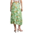 thumbnail image 3 of INSPIRE CHIC Women's Skirt Tropical Floral Print Ruffle Self Tie Knot Split Beach Hawaiian Wrap Skirt Light Green L, 3 of 6