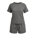 thumbnail image 4 of Wowcloth Women's Solid Color Short Sleeve Round Neck Top and Shorts Set, Casual Comfortable for Daily Wear and Travel, 4 of 5