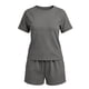 thumbnail image 4 of TaTaai Women's Short Sleeve Top and Shorts Set Round Neck Design Elastic Waist Shorts with Pockets Solid Color Casual Two Piece for Summer Daily Activities Gift, 4 of 5