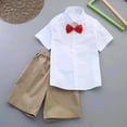 thumbnail image 5 of BRGZLK Back to School Outfits Boys 2026 Summer Trendy Short Sleeve Button Up Shirts and Shorts with Bow Tie Sets Kids School Uniform Red 13-14 Years, 5 of 9