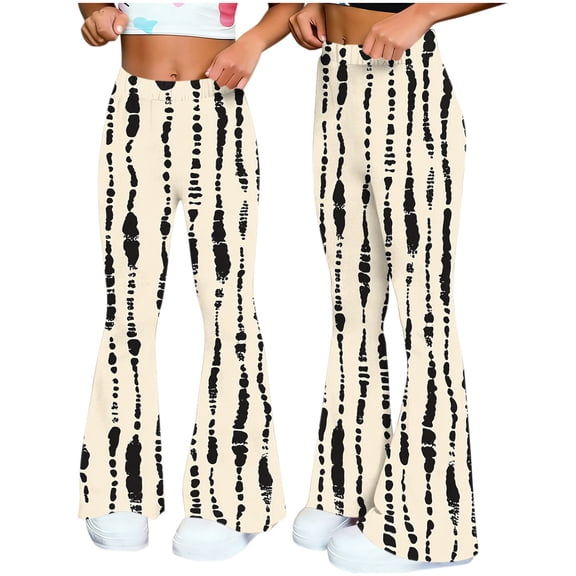 TaTaai Women's Fashion Casual Print Wide Leg Flared Long Pants Loose Fit Elastic Waist Soft Breathable Comfort Trousers for Yoga Sports Fitness Daily Home Use Gift