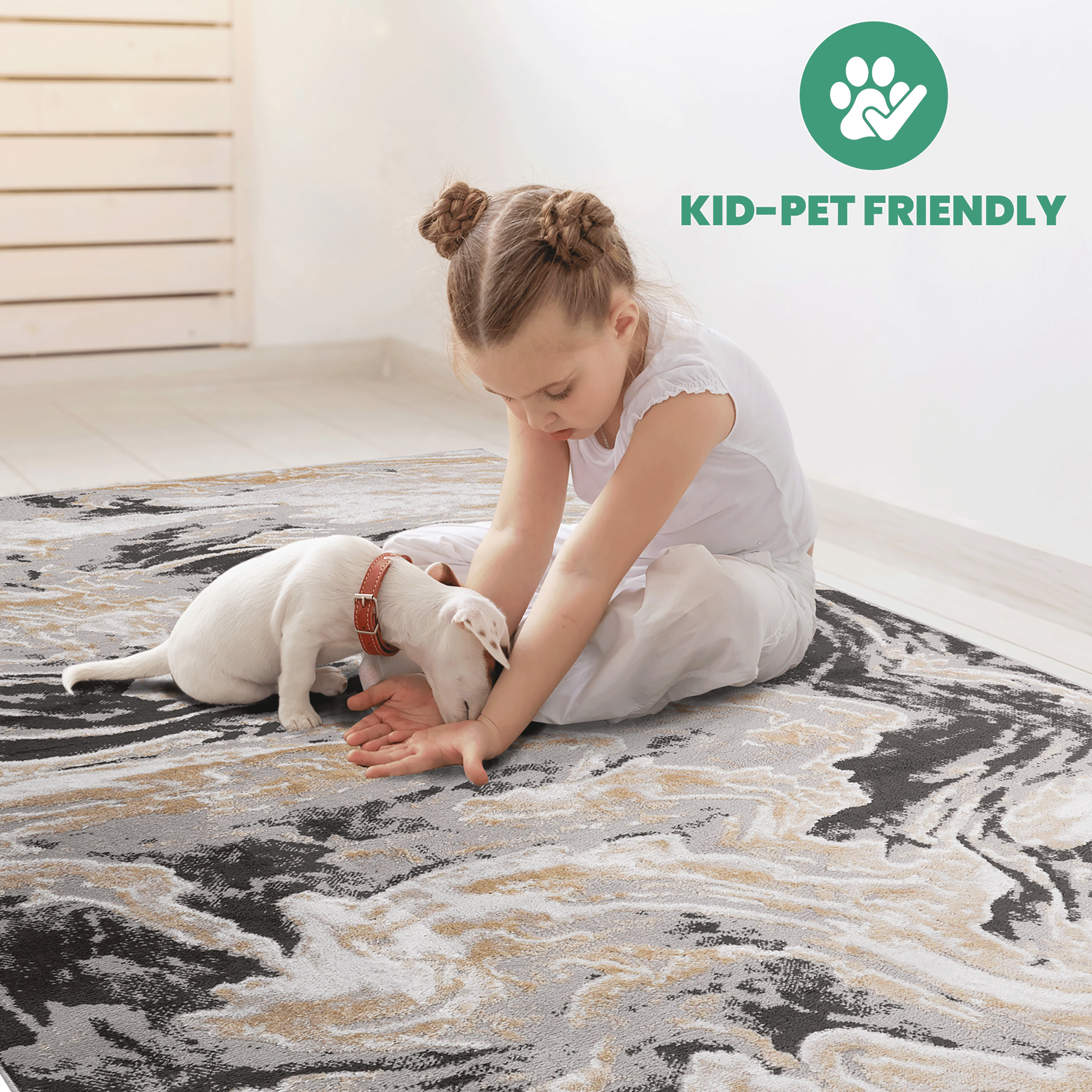 8' x 10' Grey Abstract Area Rug Non-Shedding Stain Resistant Medium Pile Carpet for Living Room Bedroom Dining Room Home Office Entryway