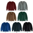 thumbnail image 4 of GYRATEDREAM Toddler Girls Boys Cardigans Sweater Coat Kids Long Sleeve Button down Open-Front Knitwear Jacket Children Solid Color Fall Winter Warm Clothes School Uniform for 3-10 Years Black, 4 of 4
