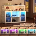 thumbnail image 4 of Aheaplus Bar Cabinet with Power Outlets, Liquor Cabinet with Led Lights and Glass Holder, Storage Buffet Cabinet Coffee Bar Cabinet for Liquor, Wine Cabinet with Racks, RustivBrown, 4 of 14