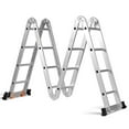 thumbnail image 1 of Costway 15.5' 16-Step Multi Purpose Step Platform Aluminum Folding Scaffold Ladder 330LB, 1 of 10