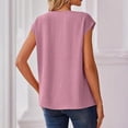 thumbnail image 3 of Cap Sleeve Tops for Women Cute Summer V Neck T Shirts Tunic Basic Casual Loose Fitting Tops Dressy Teacher Shirts Pink L, 3 of 5