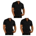 thumbnail image 2 of stanreset 1/2/3 Fête Randonnée Chemise Homme Simple Boutonnage Été Chemises à Manches Courtes Polyester Mode Cadeau d'Anniversaire Noir L 3 Pcs, 2 of 6