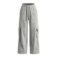 thumbnail image 5 of Men's Cargo Wide Leg Sweatpants Drawstring Elastic Waist Multi Pockets Straight Pants, Loose Drape Casual Trousers for Daily Loungewear and Walking, 5 of 6