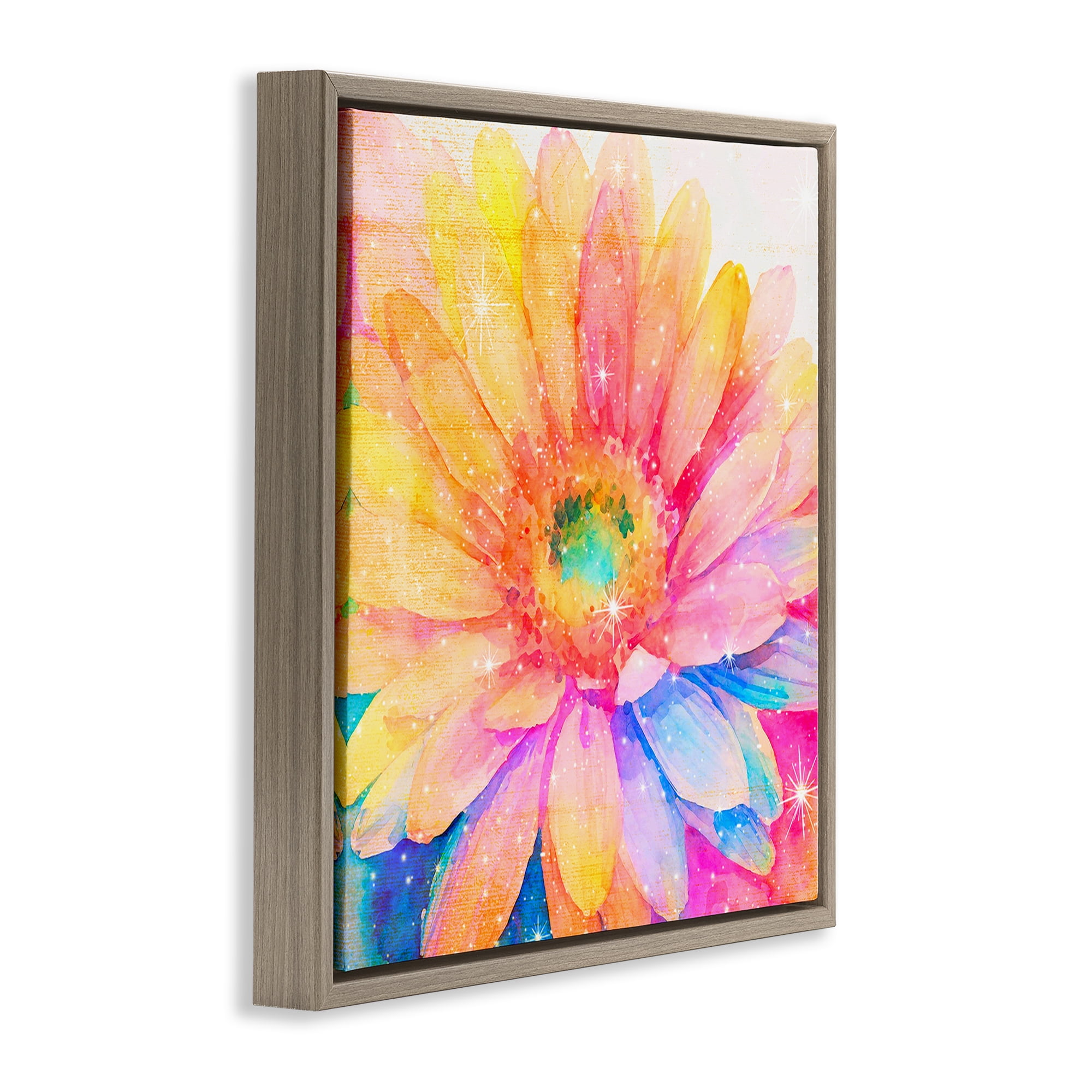 Stupell Industries Bloomtopia Shimmer Blossom Brown Framed Floater Canvas Wall Art, design by Vibelicious