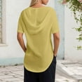 thumbnail image 6 of Fanxing Womens Short Sleeve Hoodies V Neck Summer Tops with Hood Loose Fit Drawstring Pullovers Yellow,M, 6 of 7