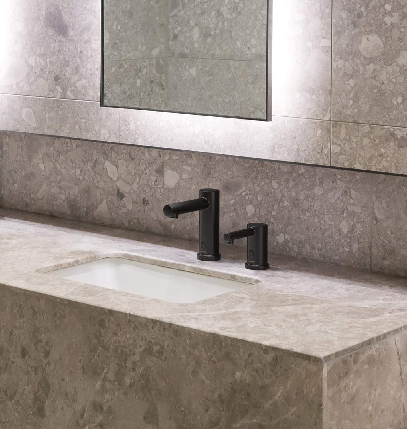 Moen 8559BL Align M-Power Electronic Touchless Hands-Free Sensor-Operated Modern Bathroom Sink Faucet, Matte Black