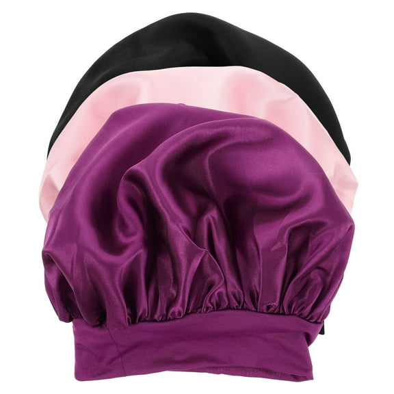 ROSENICE Black Satin Hair Care Hat Hair Cover for Sleeping Bonnets for Sleeping Hair Cap Hood Baby